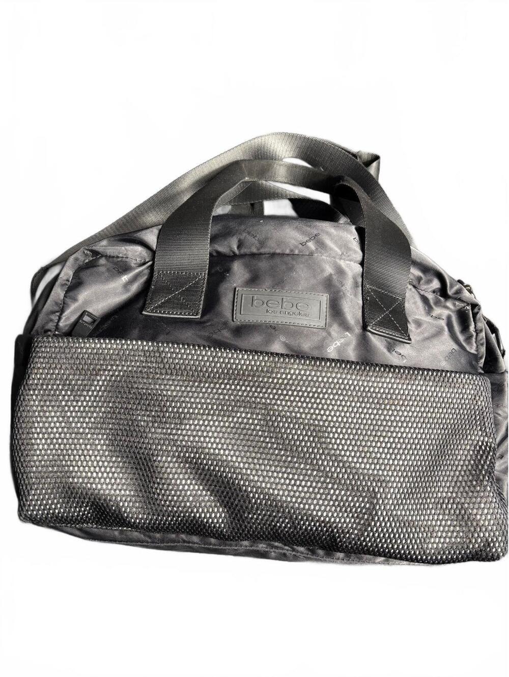 bebe Los Angeles Black Nylon and Mesh Duffle Bag